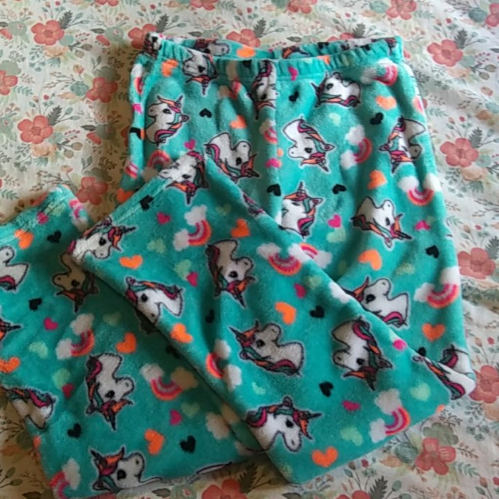 Fuzzy soft unicorn heart pants /night-wear